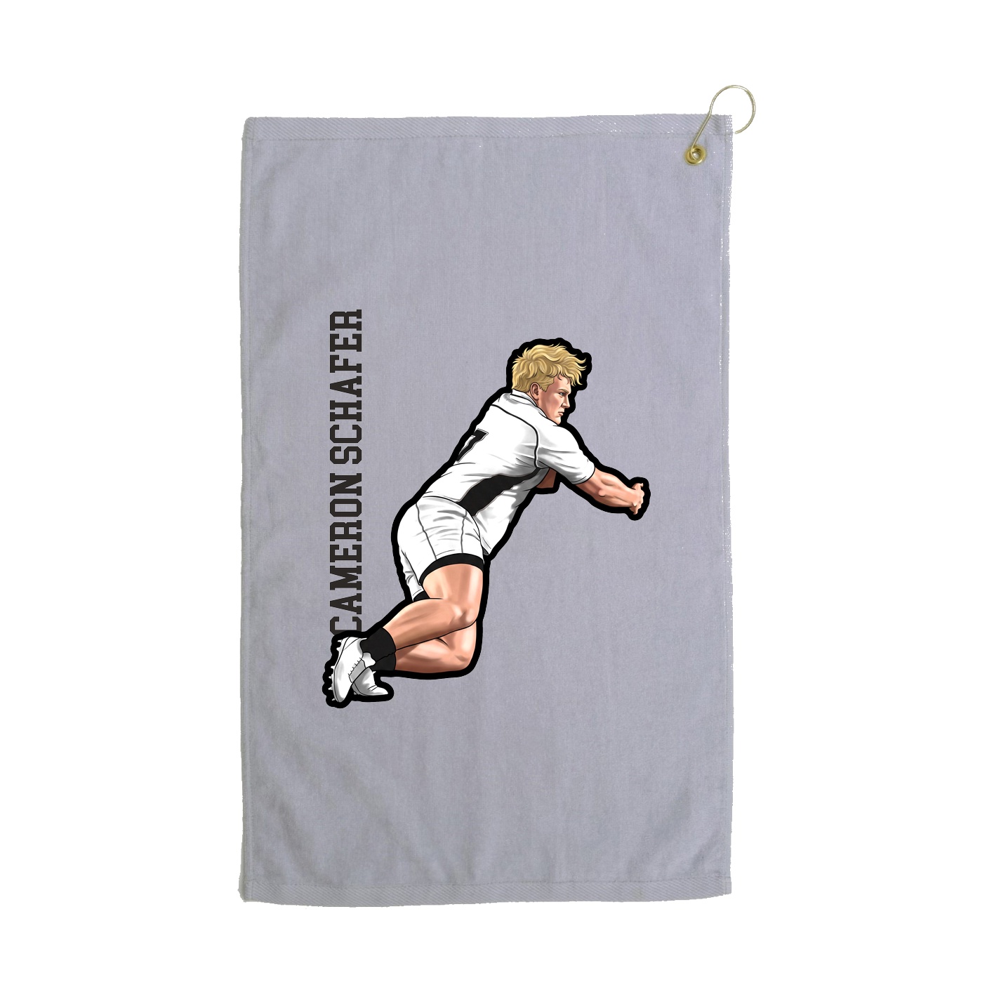 Golf Towel — Name Vertical in Grey