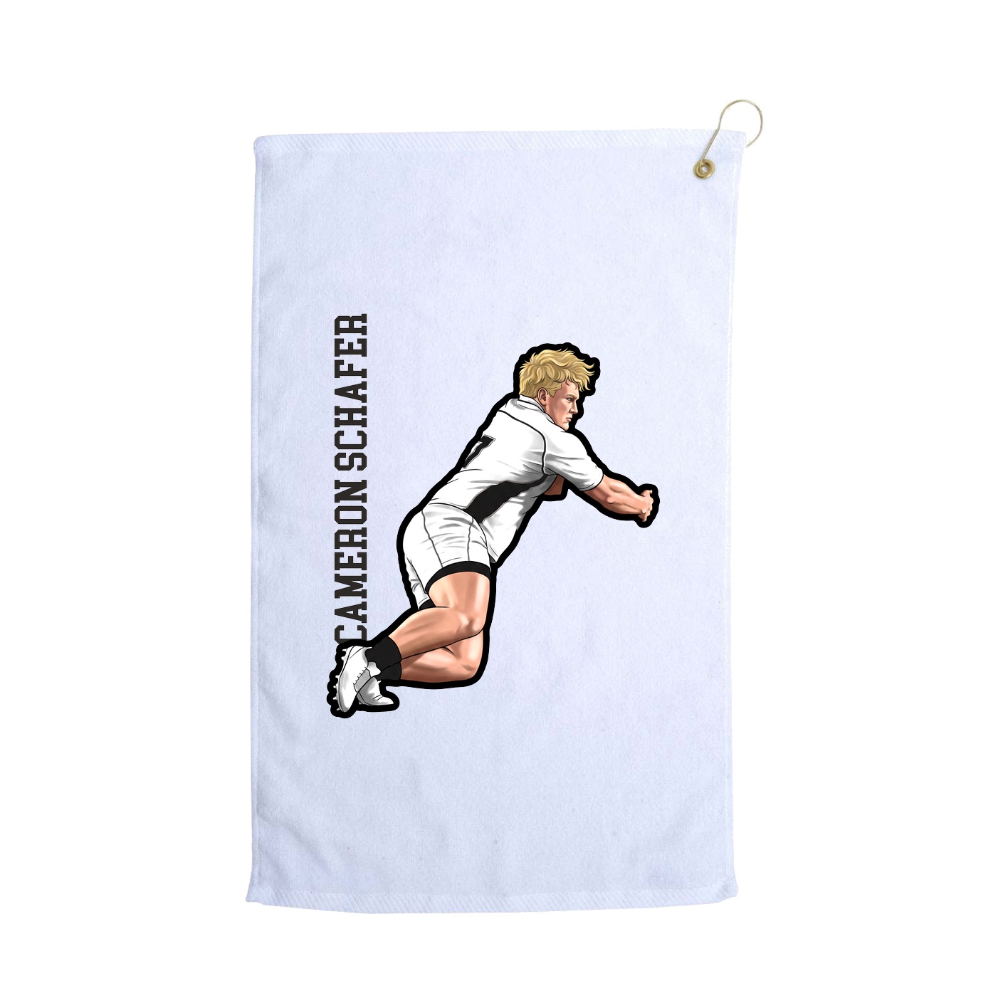 Golf Towel — Name Vertical in White