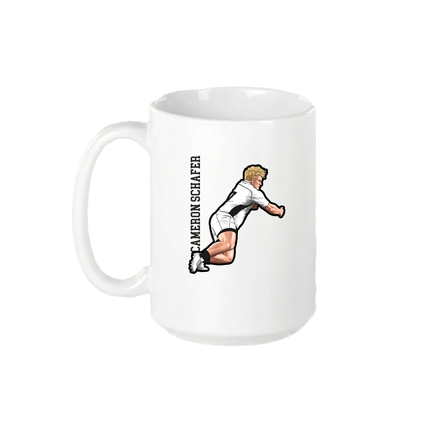 15oz Coffee Mug — Name Vertical in White