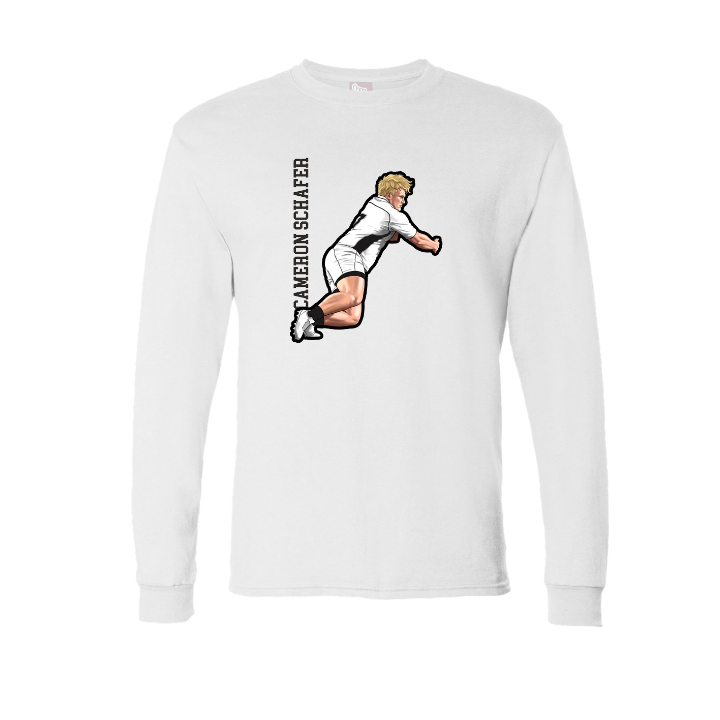 Long Sleeve Tee — Name Vertical in White