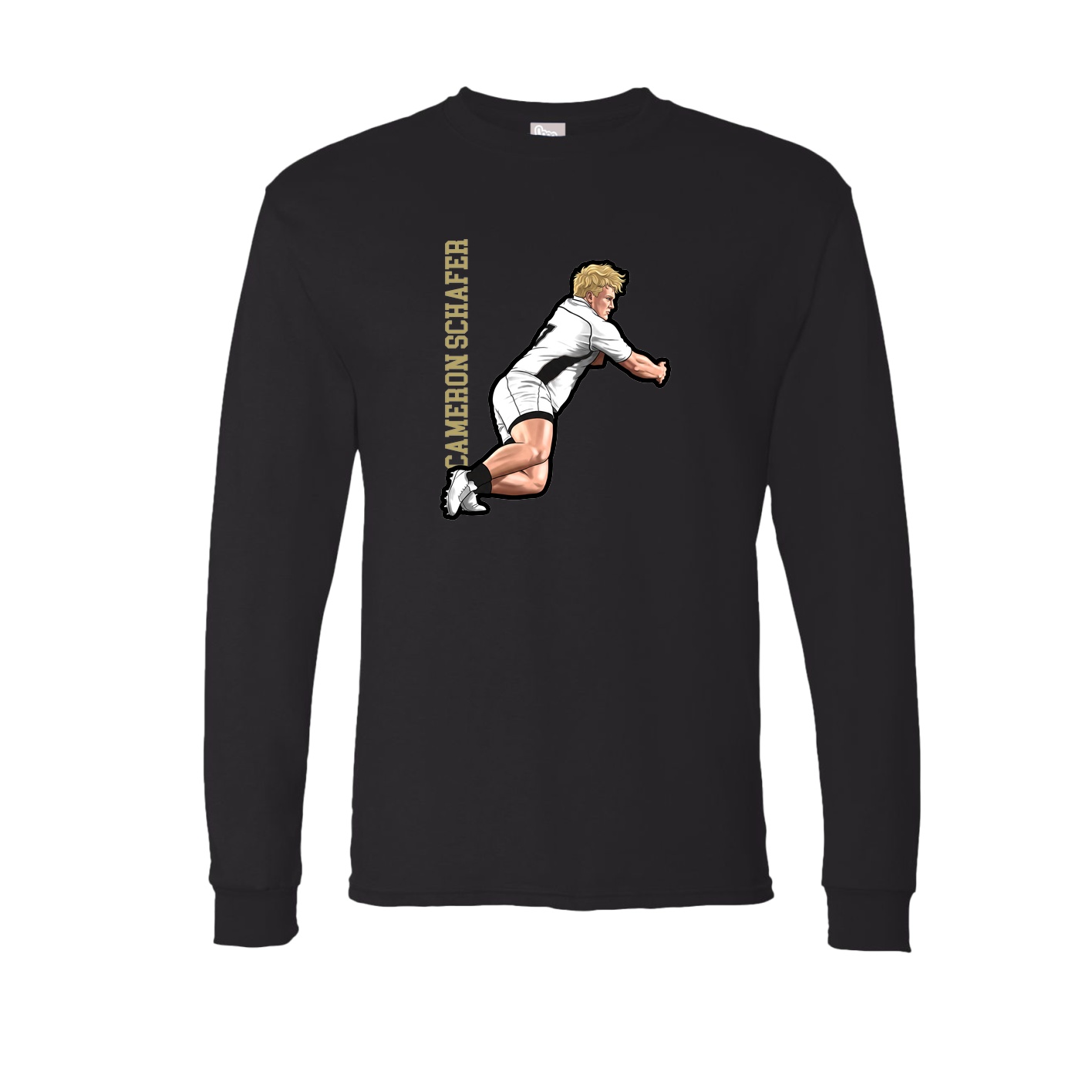 Long Sleeve Tee — Name Vertical in Black