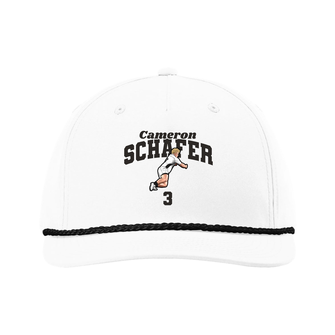 Five-Panel Classic Rope Cap — Signature Arch in White