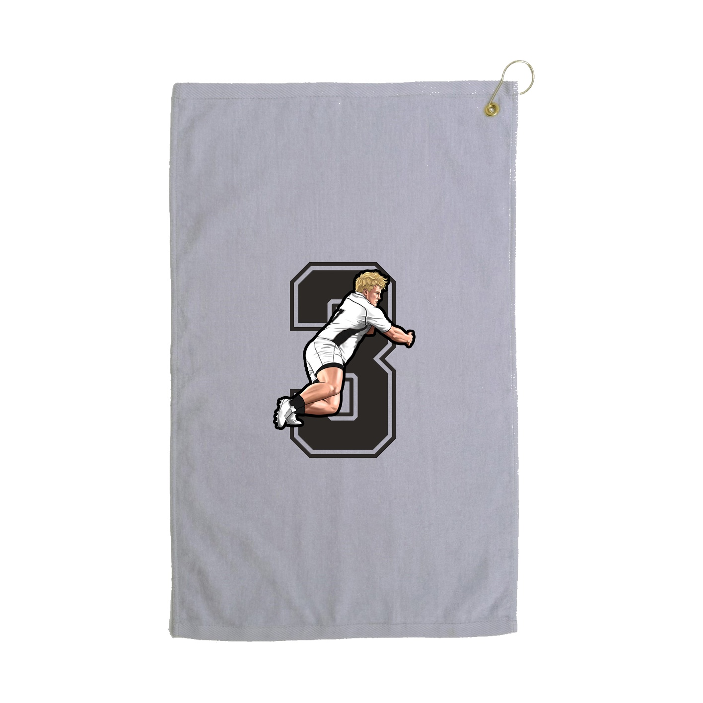 Golf Towel — Number in Grey
