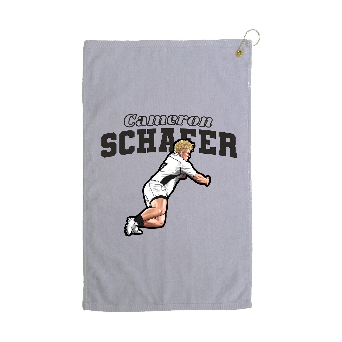 Golf Towel — Name Arch in Grey