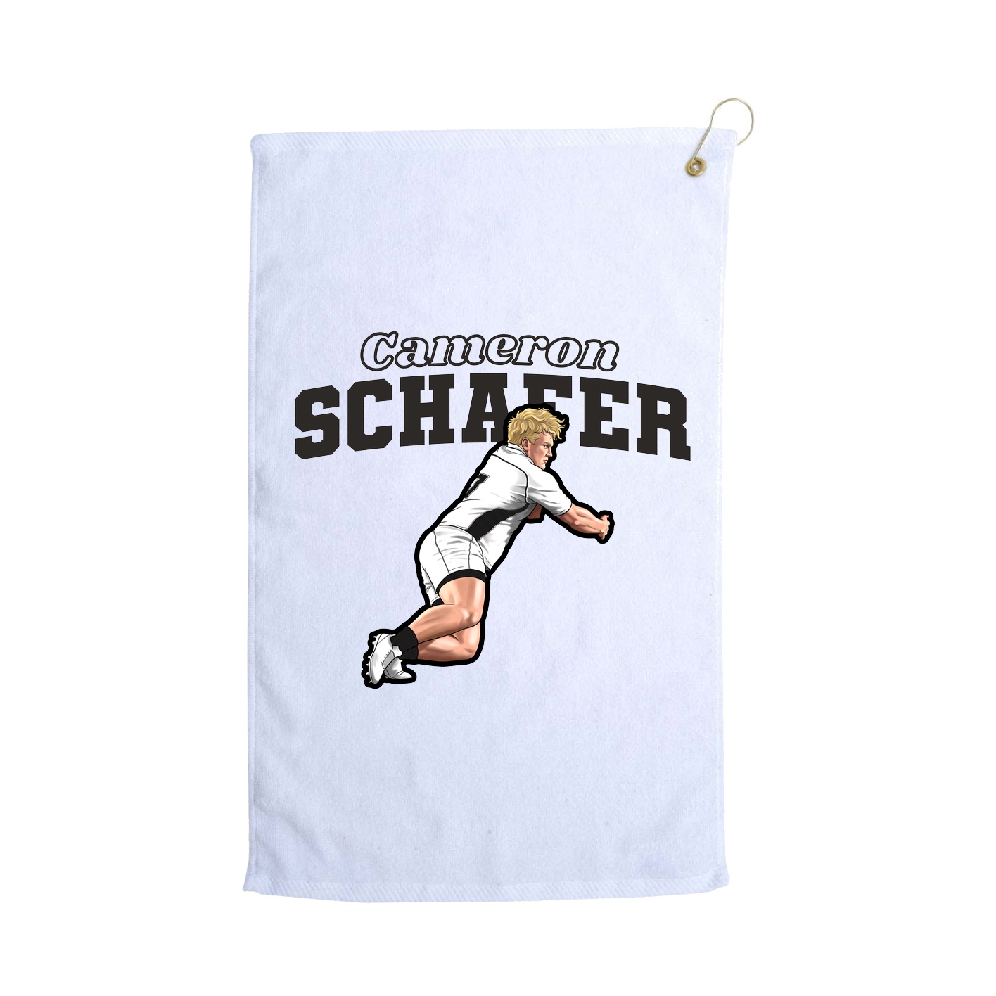 Golf Towel — Name Arch in White