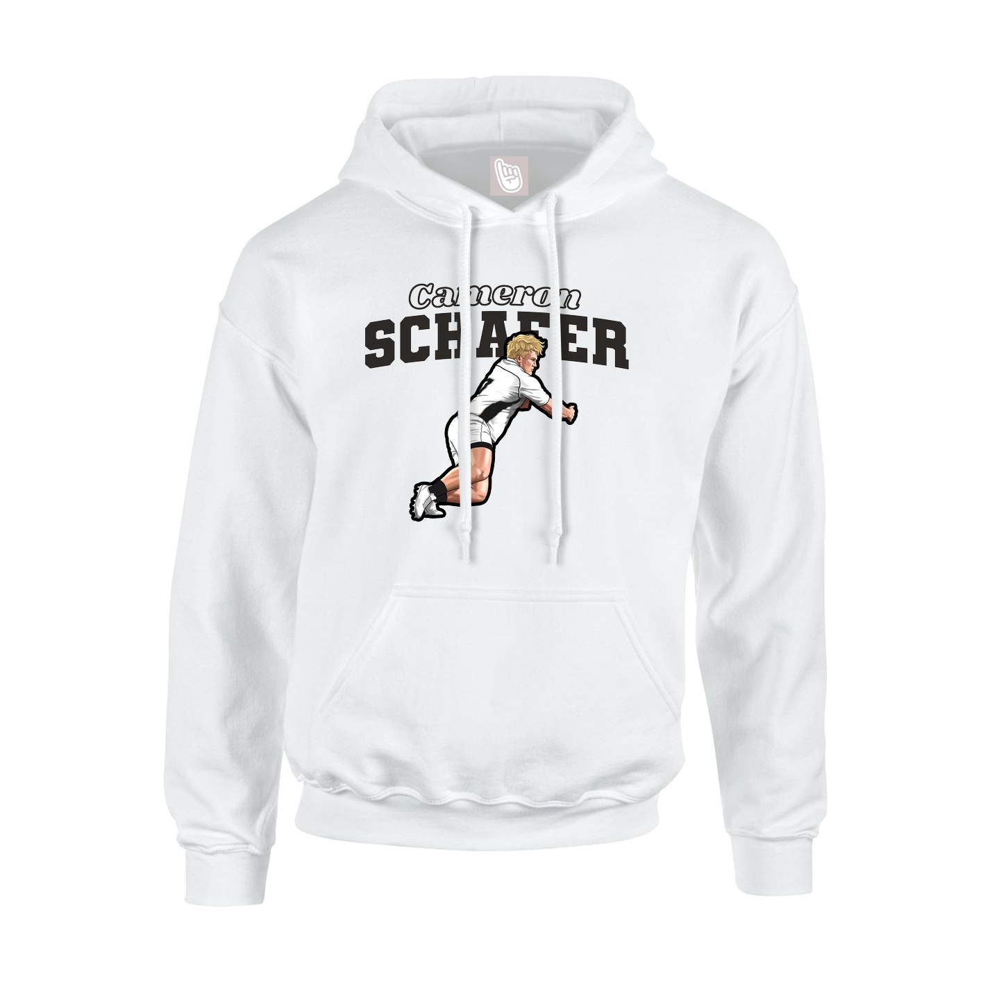 Youth Hoodie — Name Arch in White