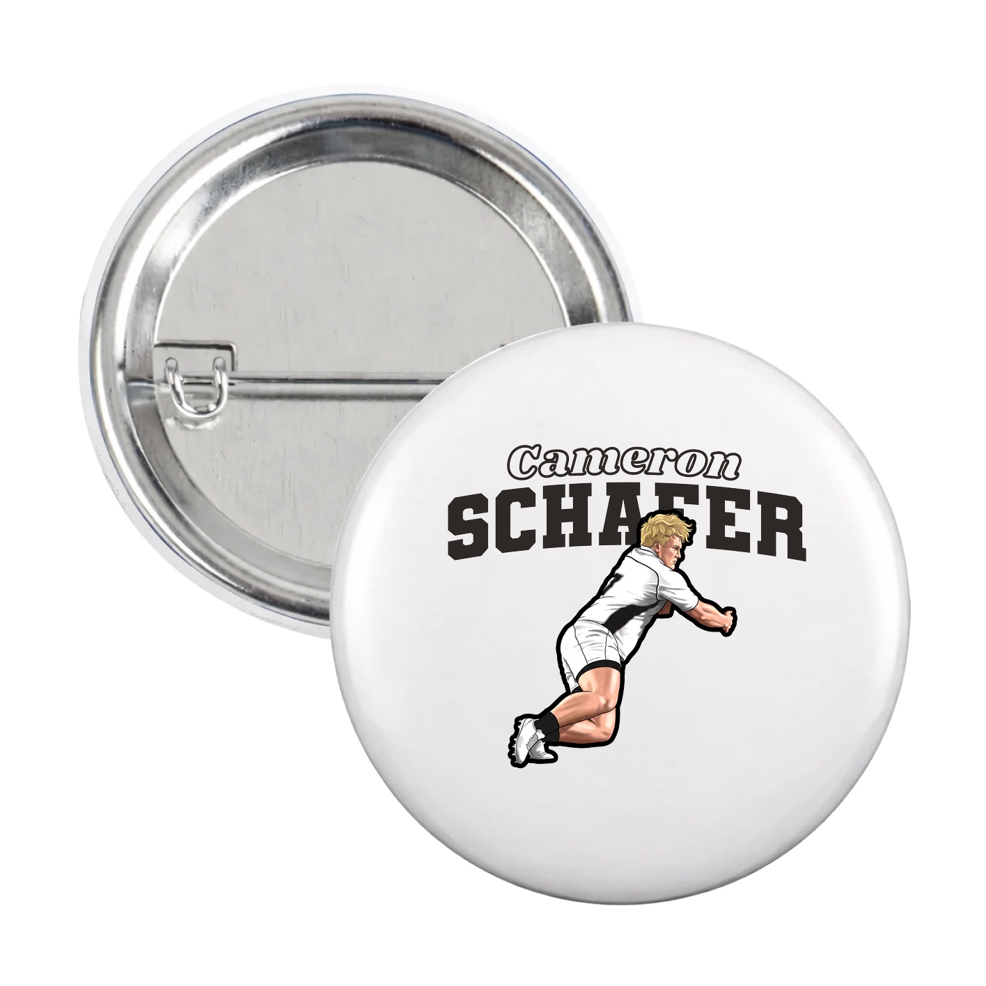 Game Day Button — Name Arch in White