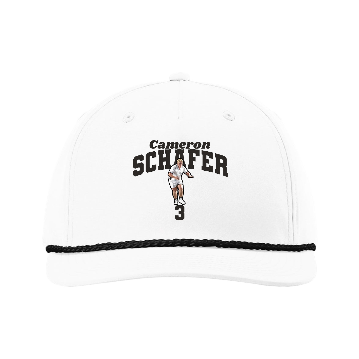 Five-Panel Classic Rope Cap — Signature Arch in White