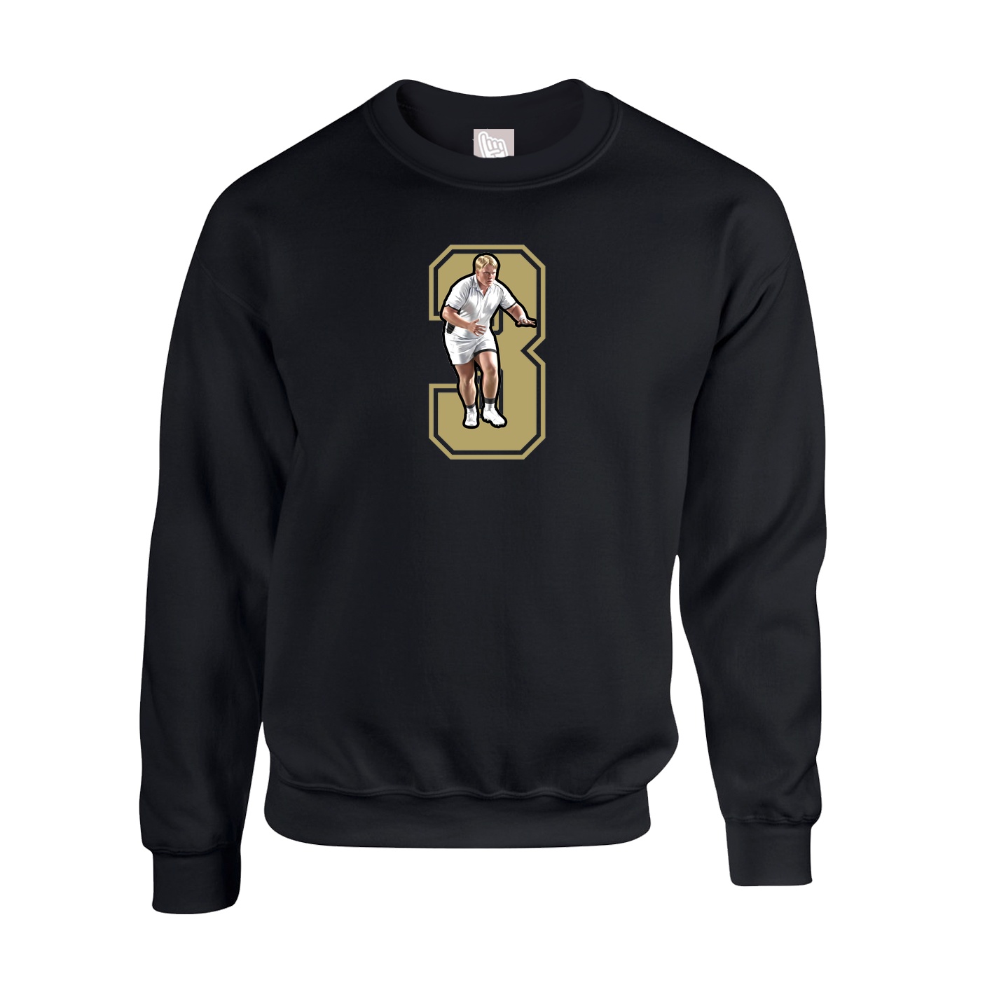 Fleece Crew — Number in Black