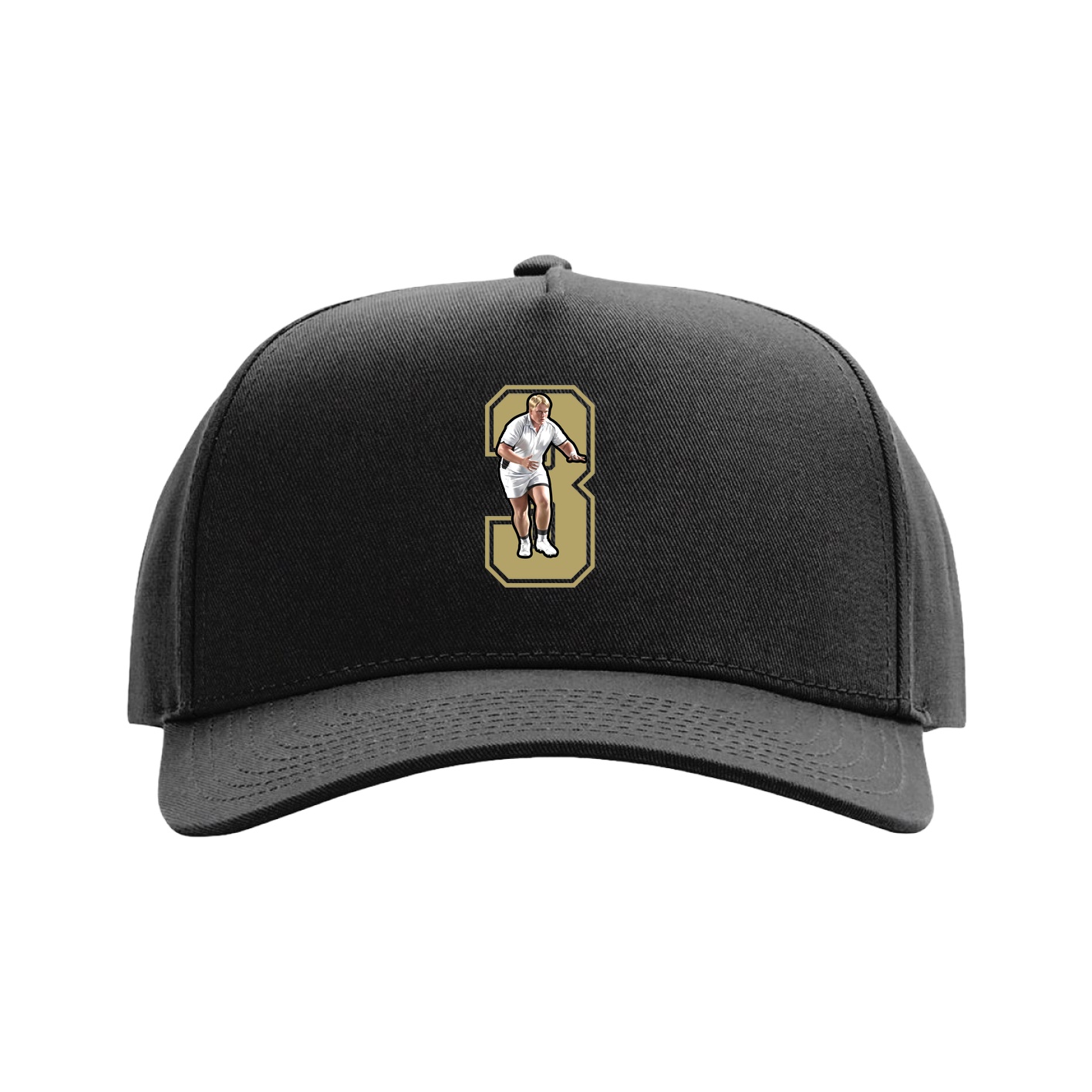 Full Fabric Five-Panel Champ Cap — Number in Black
