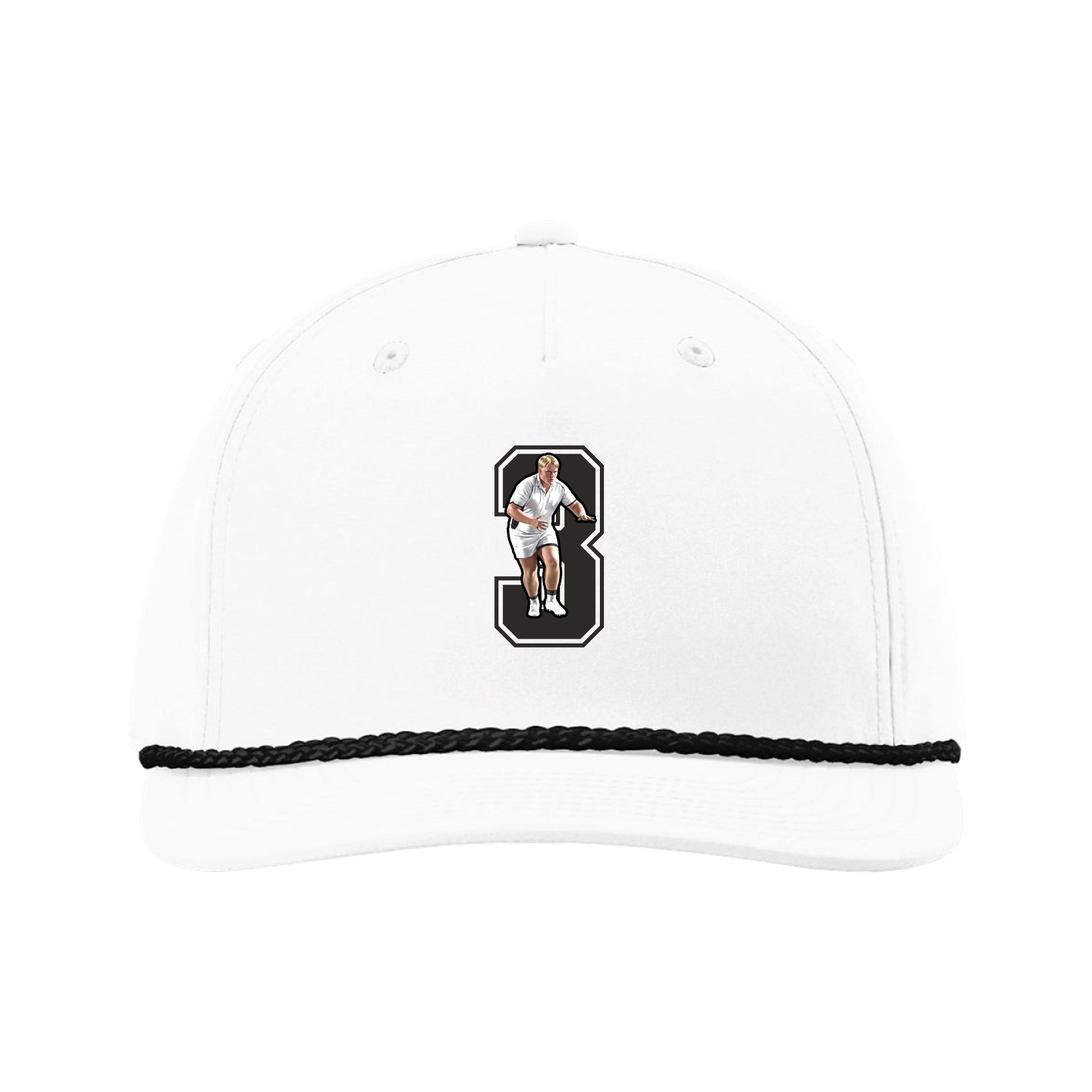 Five-Panel Classic Rope Cap — Number in White