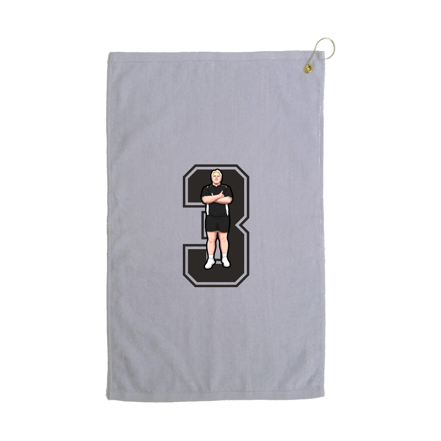 Golf Towel — Number in Grey