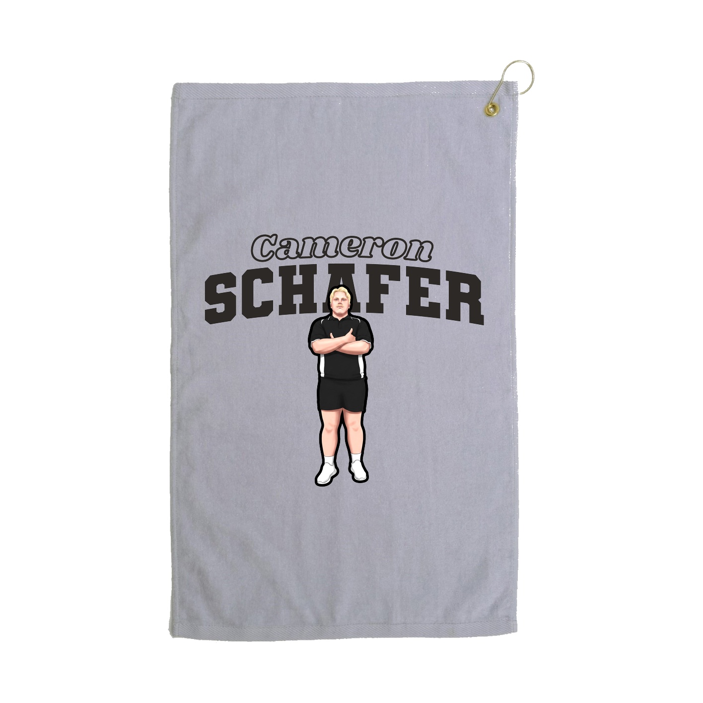 Golf Towel — Name Arch in Grey