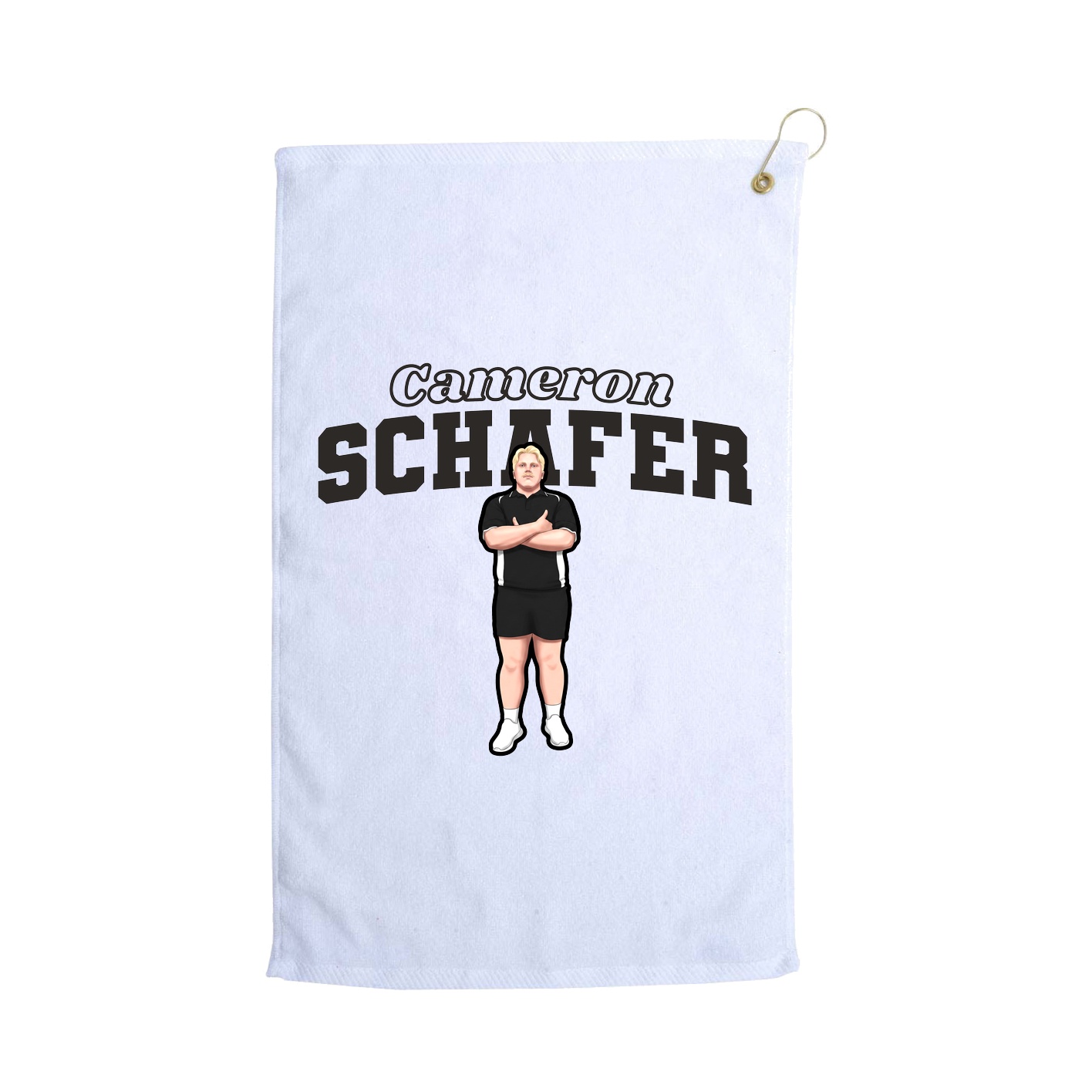 Golf Towel — Name Arch in White