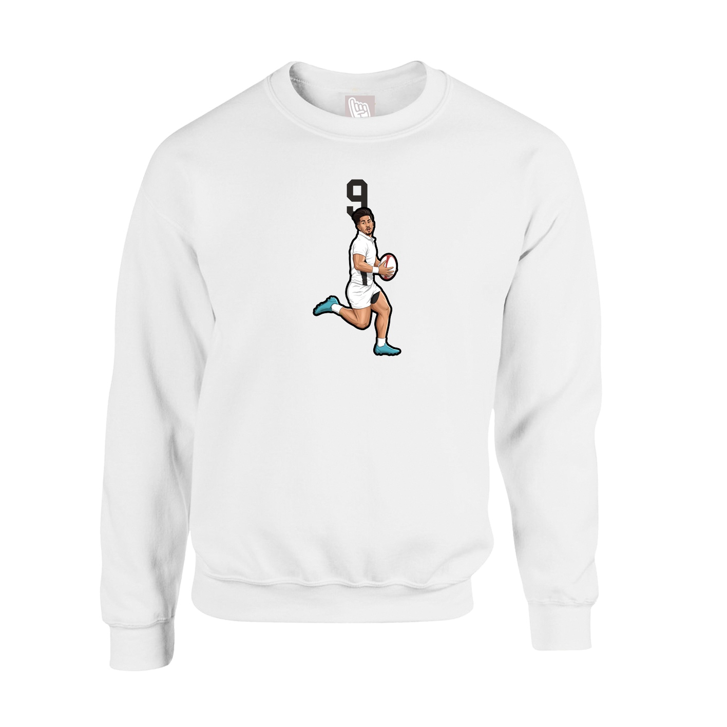 Fleece Crew — Number Top in White