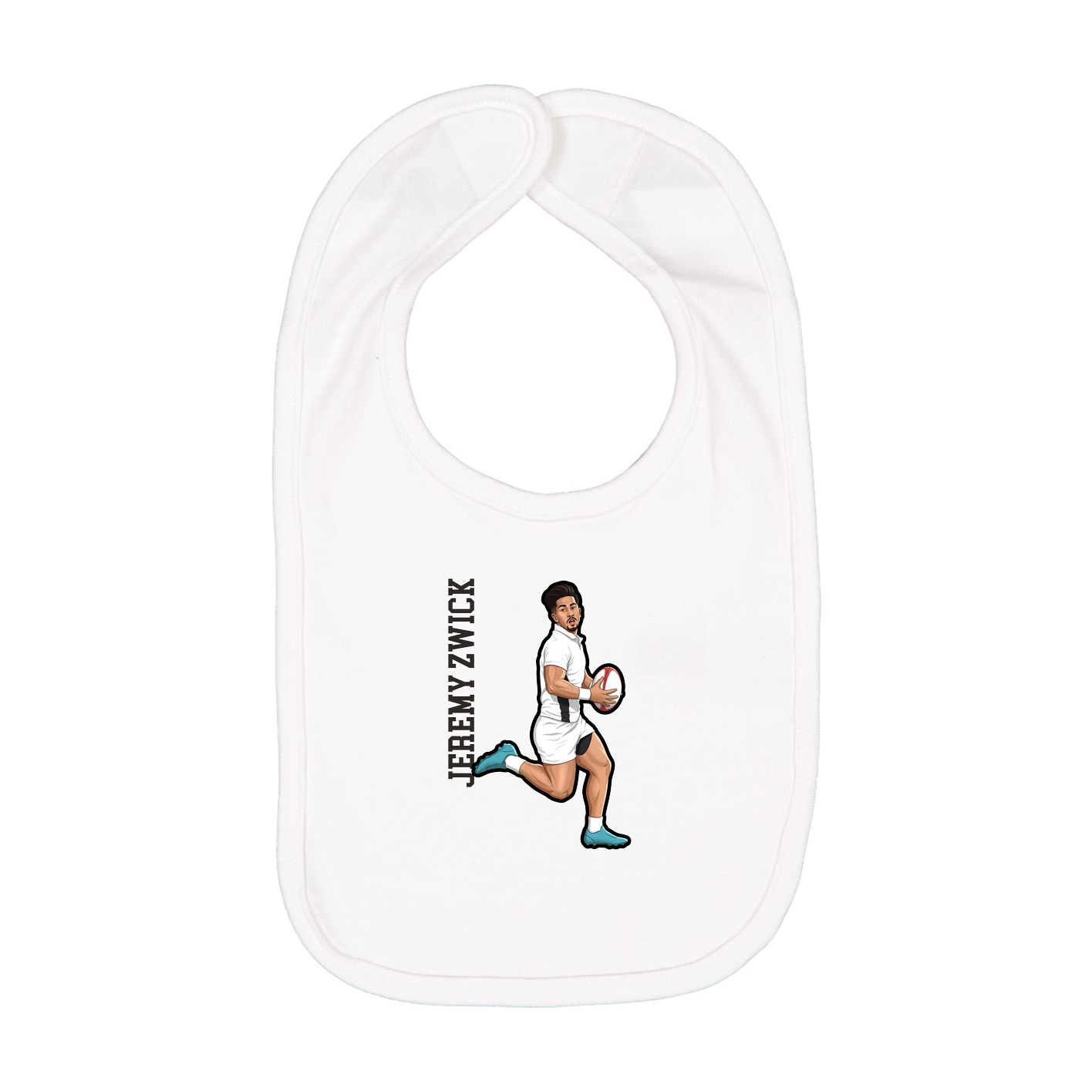Infant Bib — Name Vertical in White