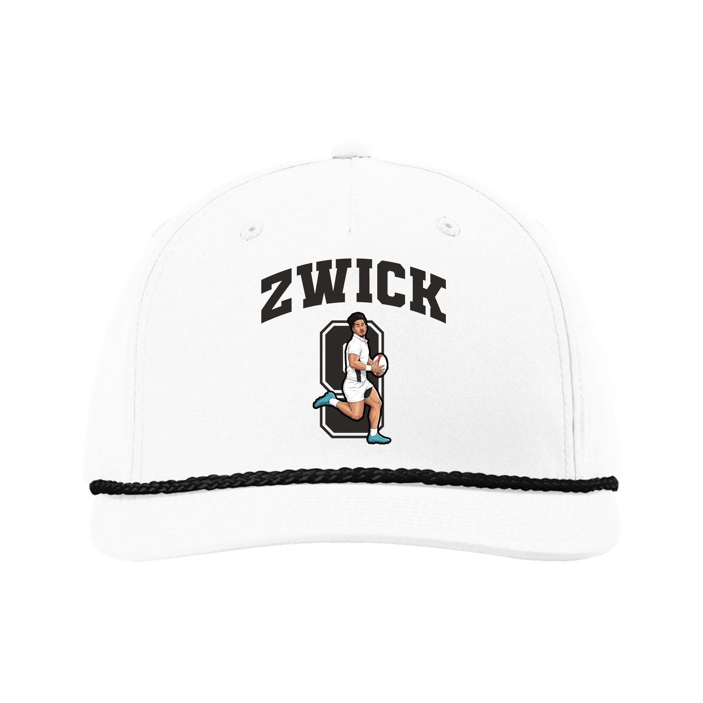 Five-Panel Classic Rope Cap — Number in White