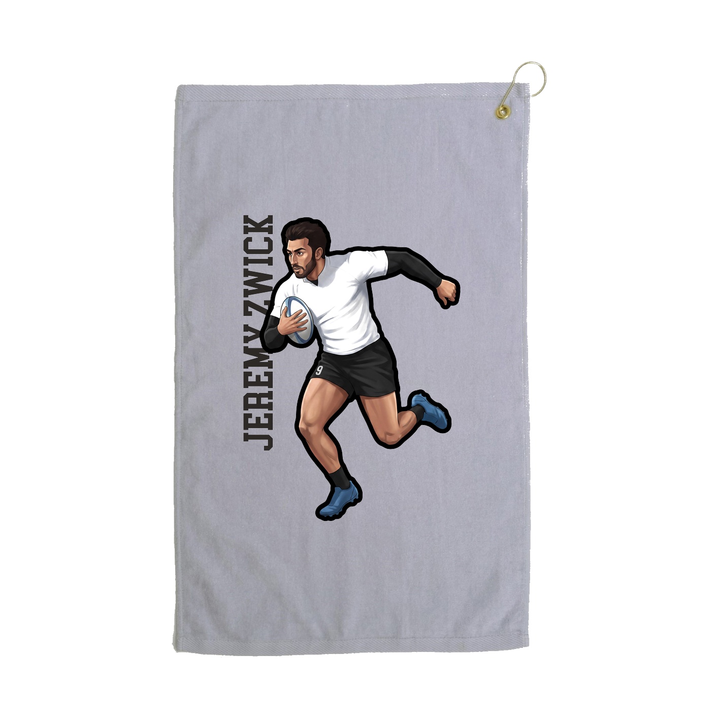 Golf Towel — Name Vertical in Grey