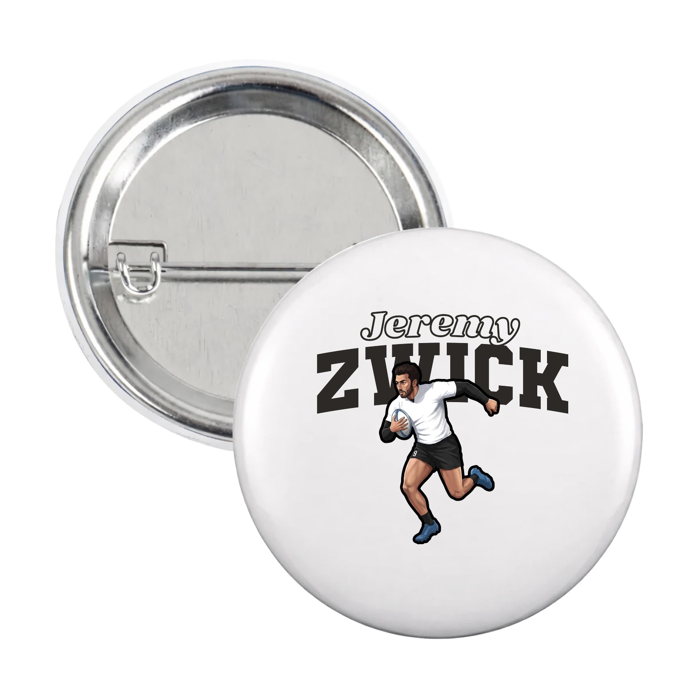 Game Day Button — Name Arch in White