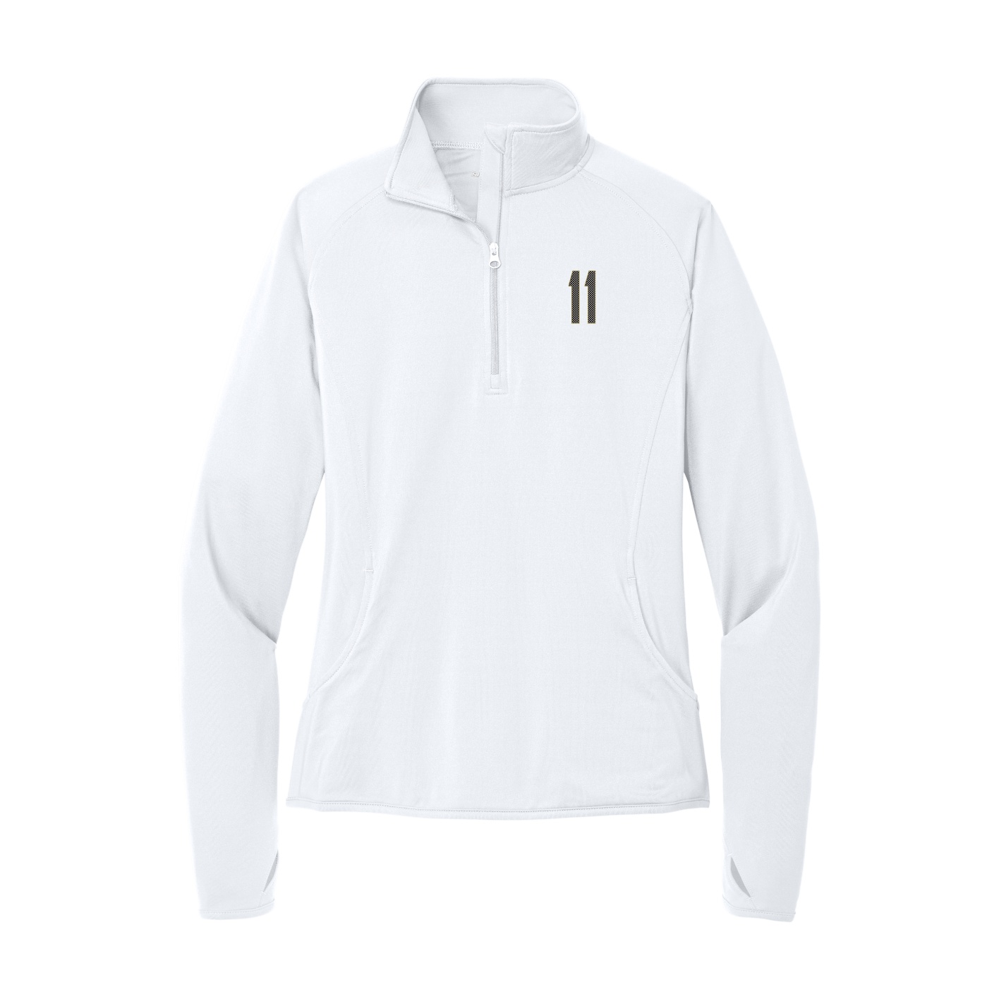 Women's Q-Zip Pullover — Front Shirsy in White