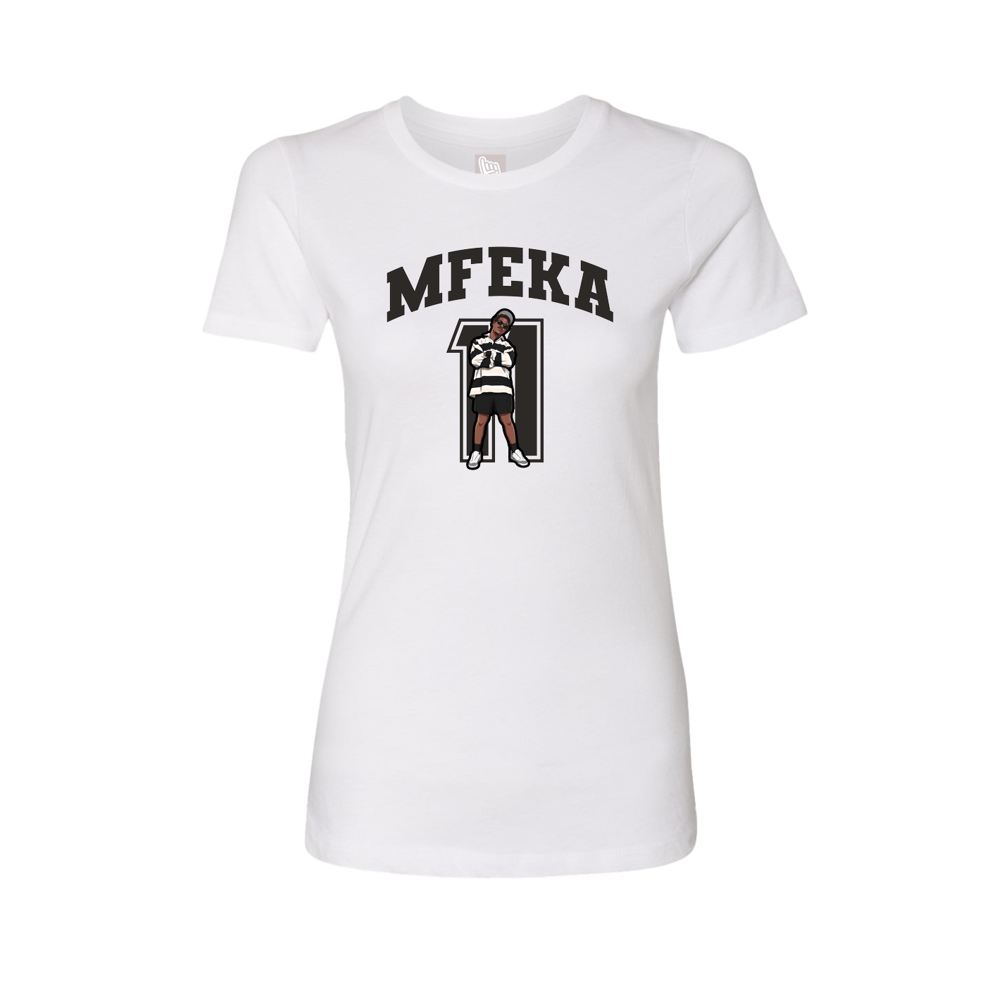 Fitted Women's Tee — Number in White