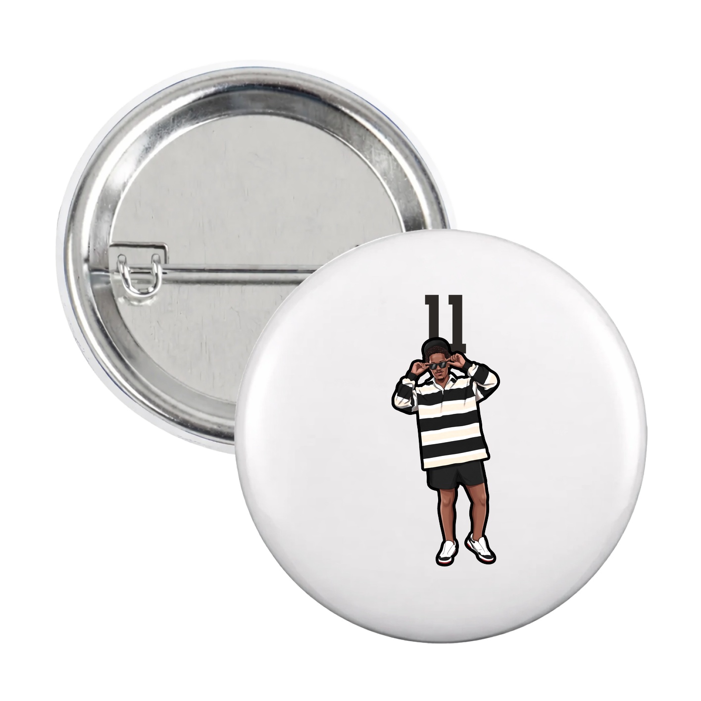 Game Day Button — Number Top in White