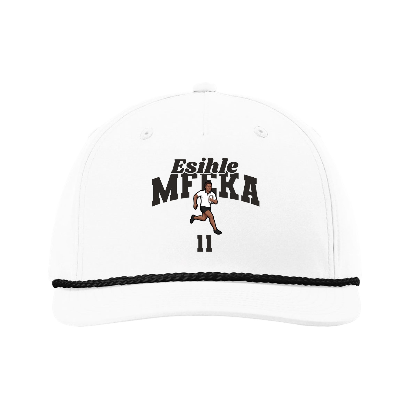 Five-Panel Classic Rope Cap — Signature Arch in White