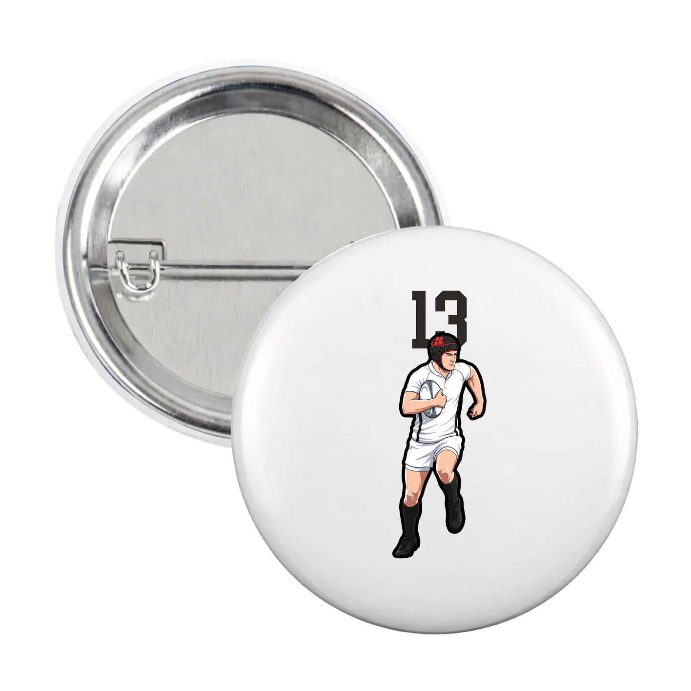 Game Day Button — Number Top in White