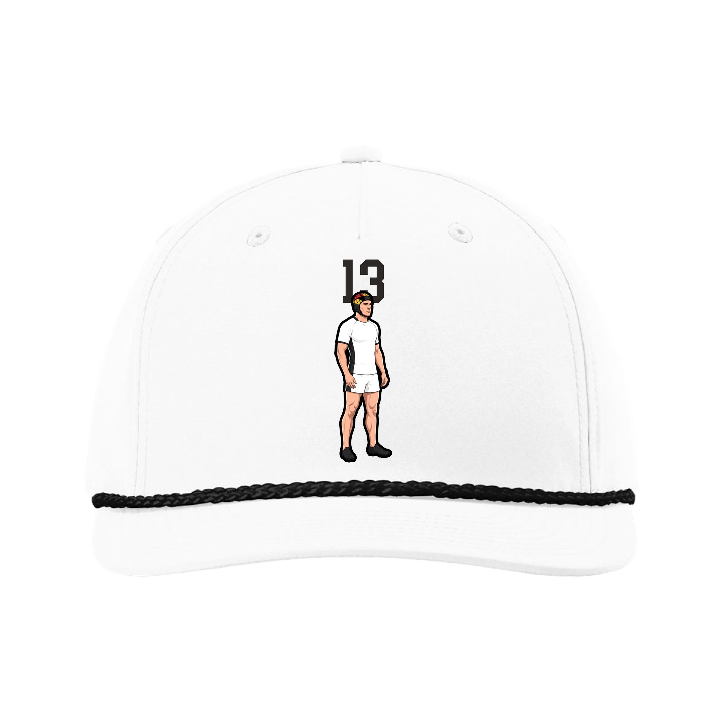Five-Panel Classic Rope Cap — Number Top in White