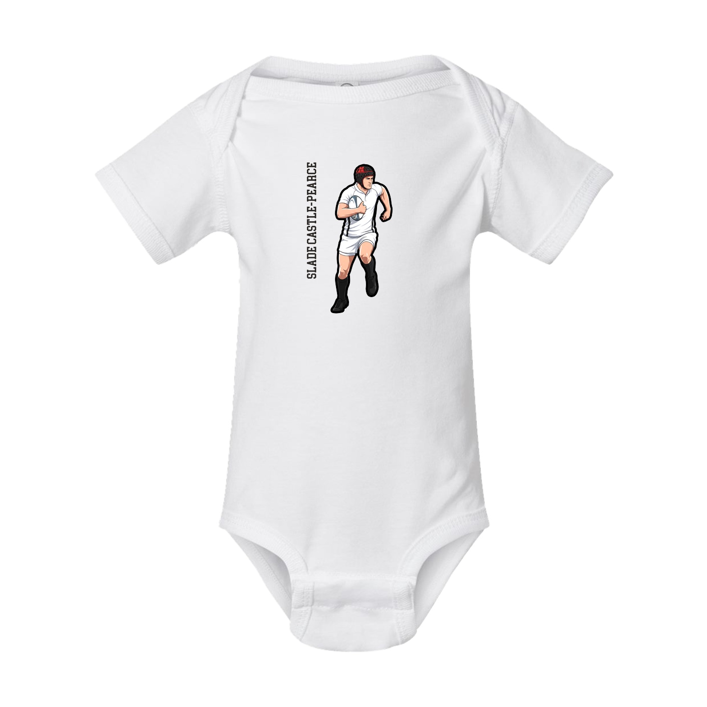 Baby Onesie — Name Vertical in White