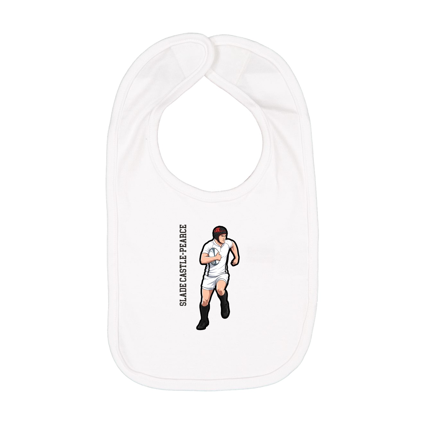 Infant Bib — Name Vertical in White