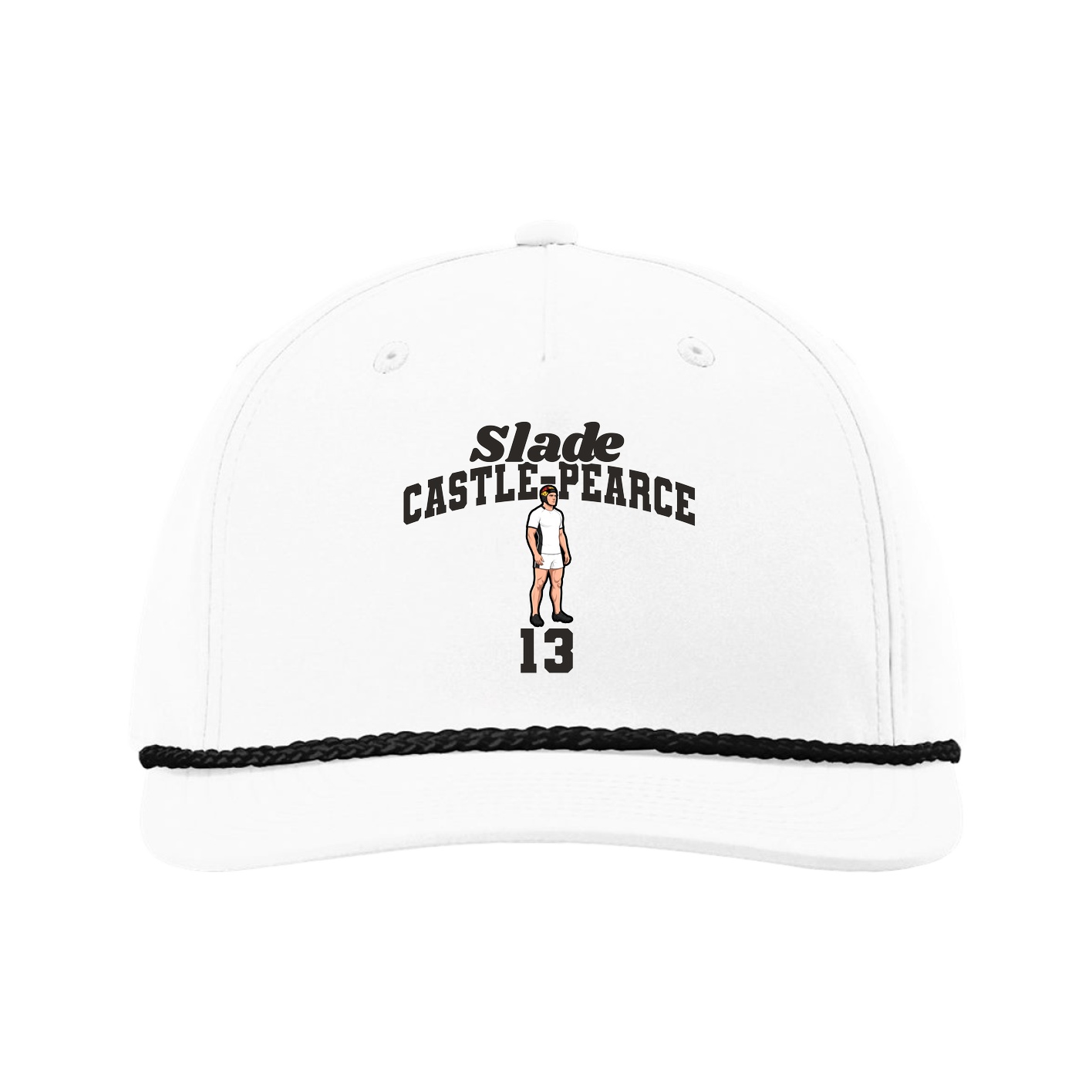 Five-Panel Classic Rope Cap — Signature Arch in White