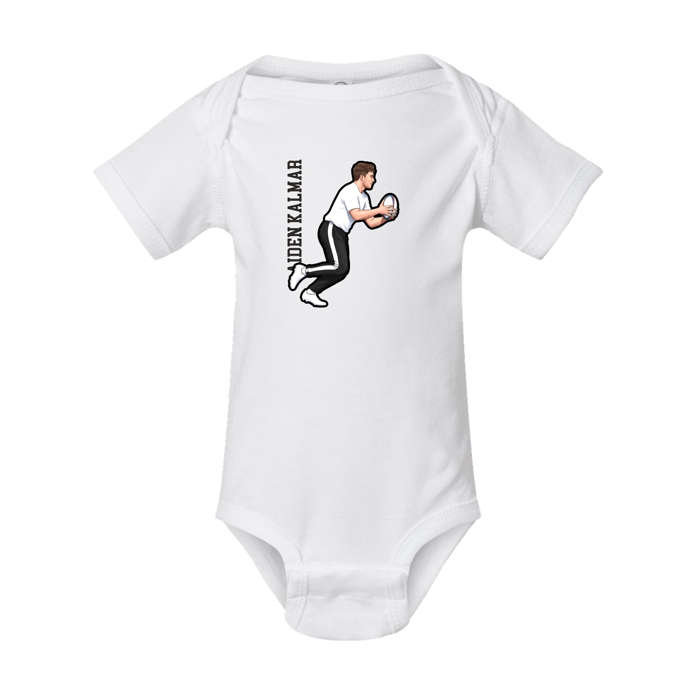 Baby Onesie — Name Vertical in White
