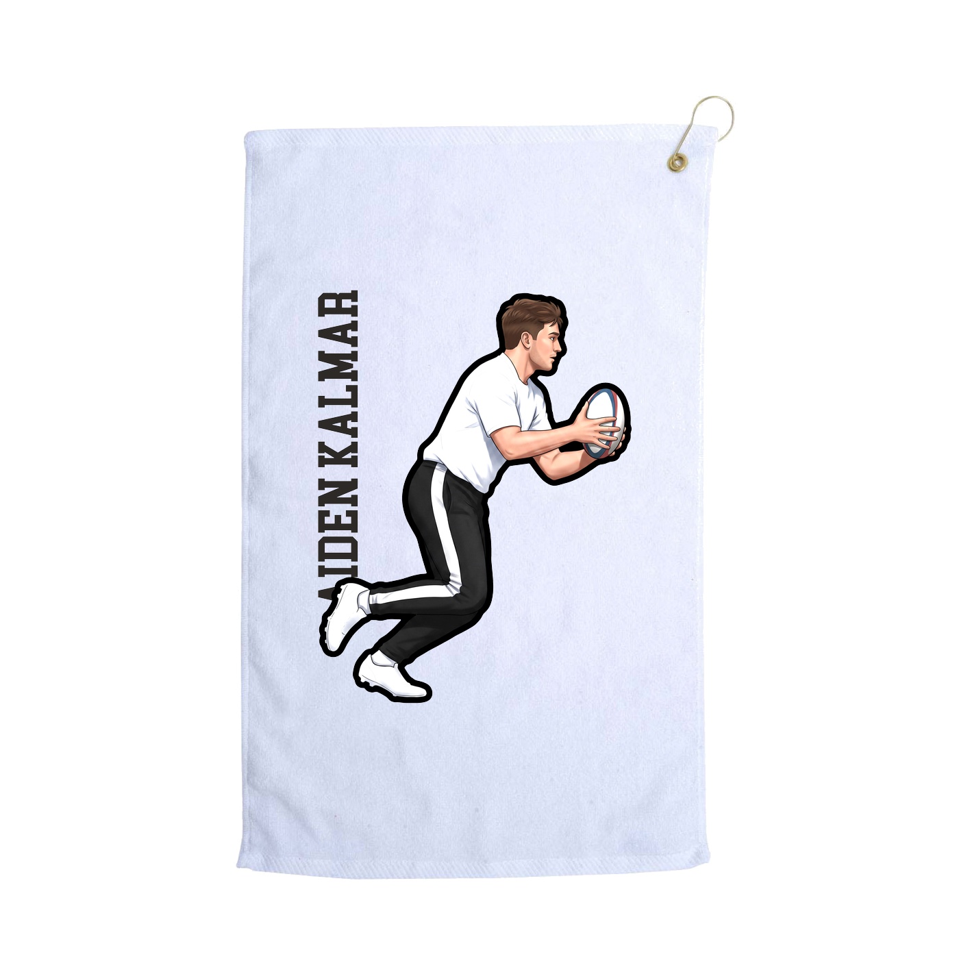 Golf Towel — Name Vertical in White