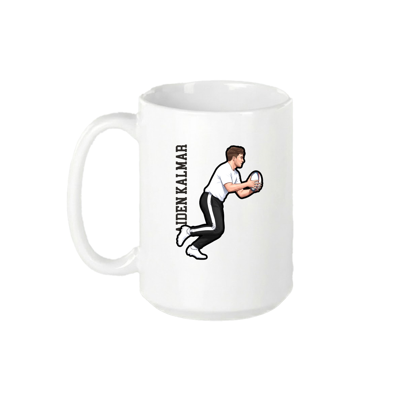 15oz Coffee Mug — Name Vertical in White
