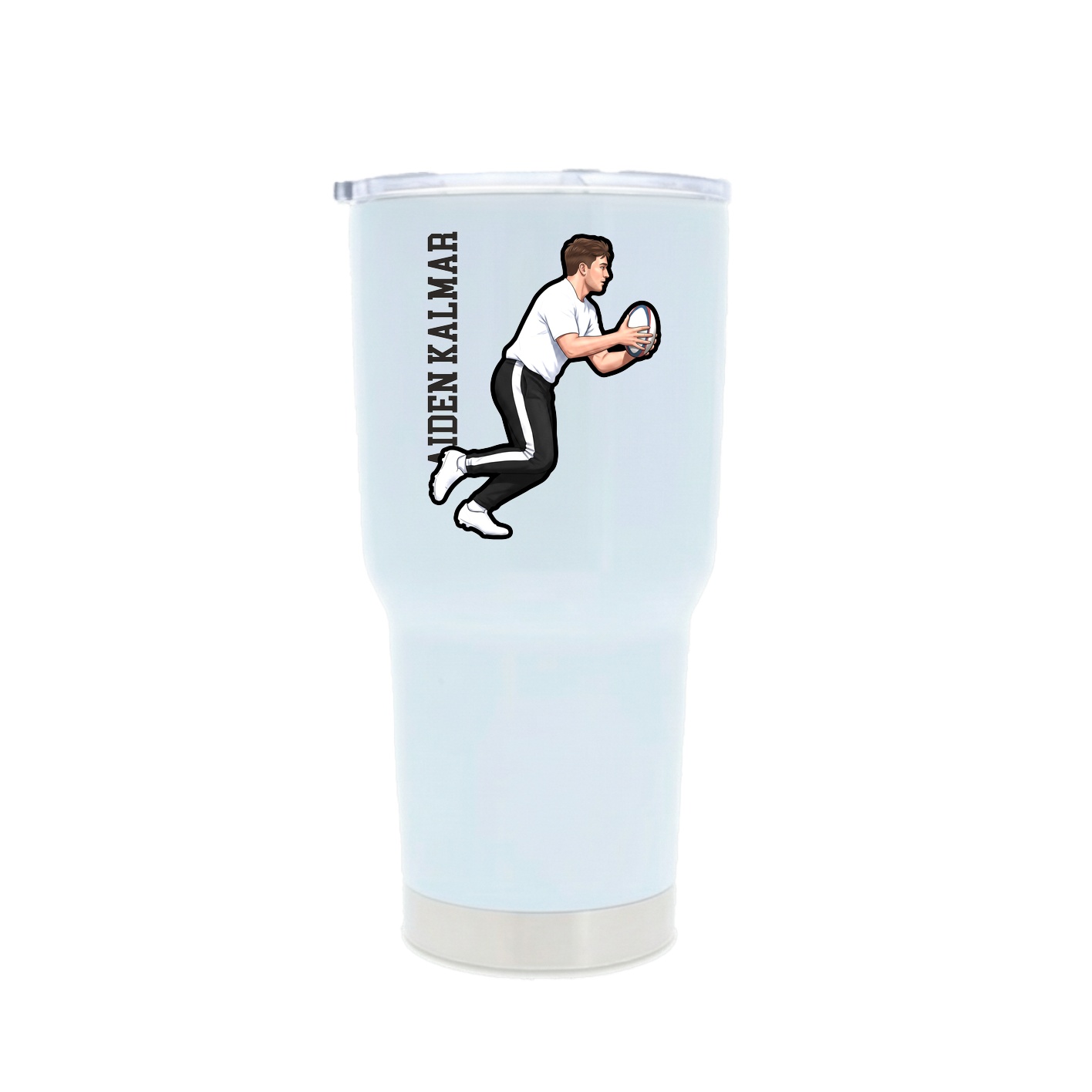 30oz Stainless Steel Tumbler — Name Vertical in White