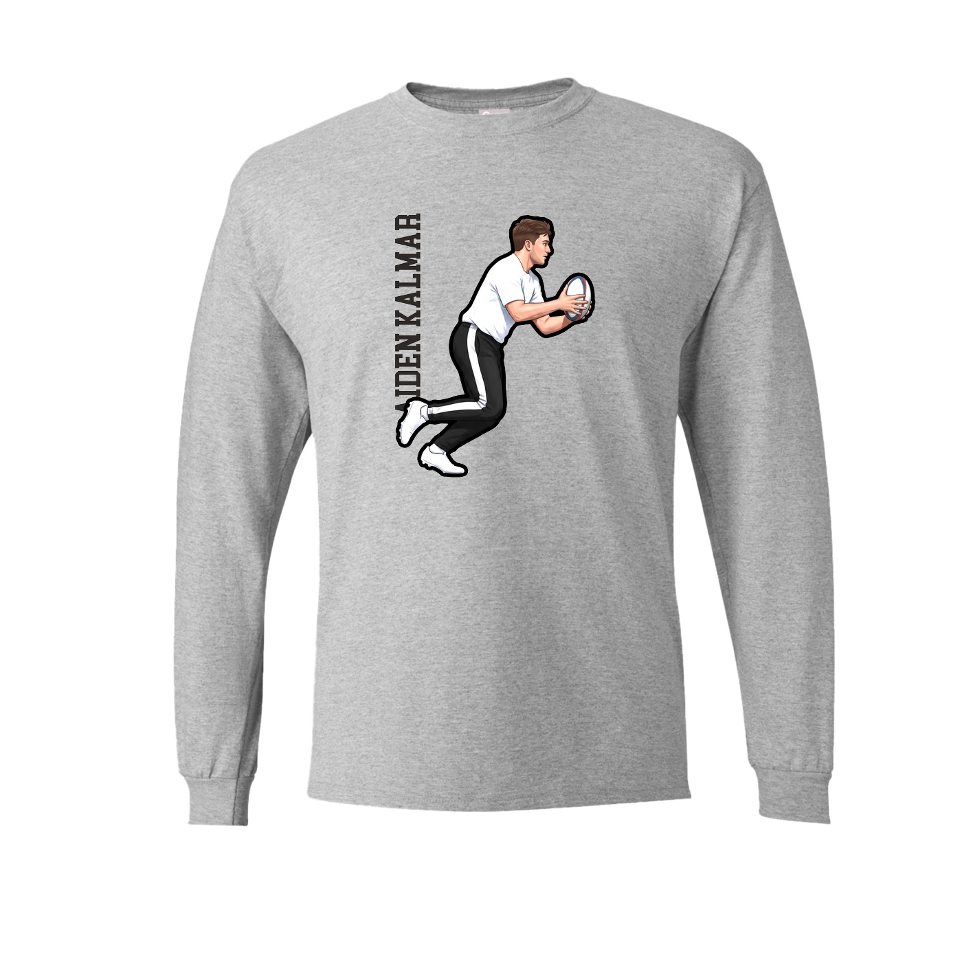 Long Sleeve Tee — Name Vertical in Grey
