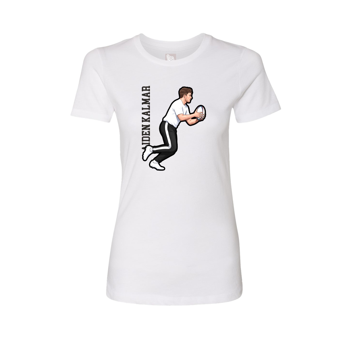 Fitted Women's Tee — Name Vertical in White