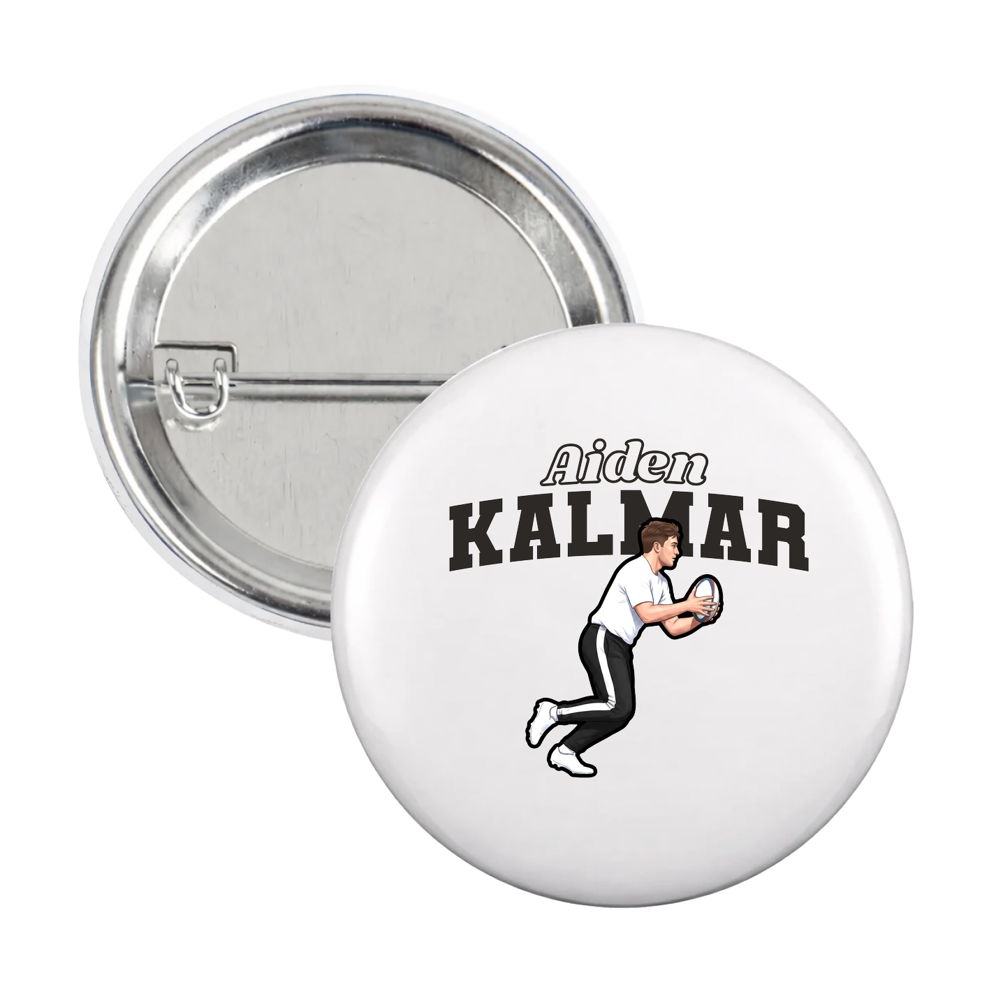 Game Day Button — Name Arch in White