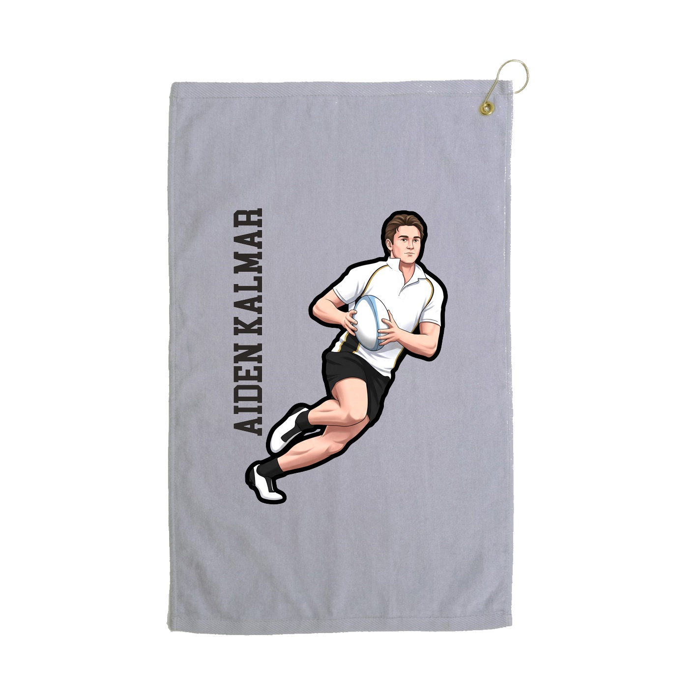Golf Towel — Name Vertical in Grey