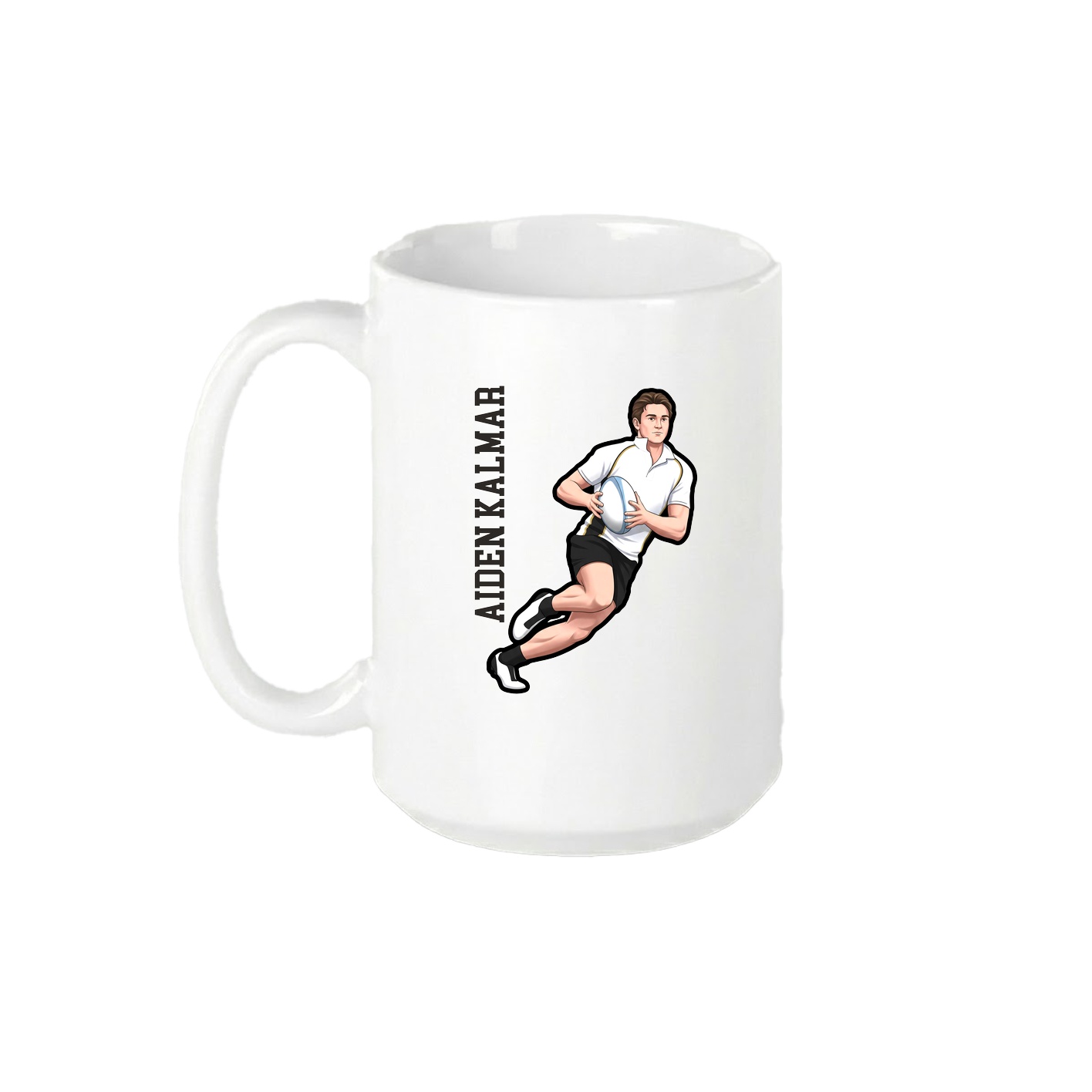 15oz Coffee Mug — Name Vertical in White