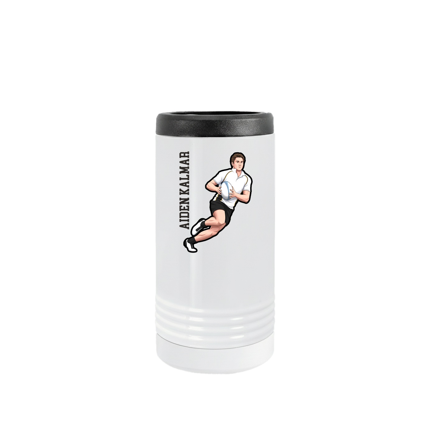Slim Beverage Holder — Name Vertical in White