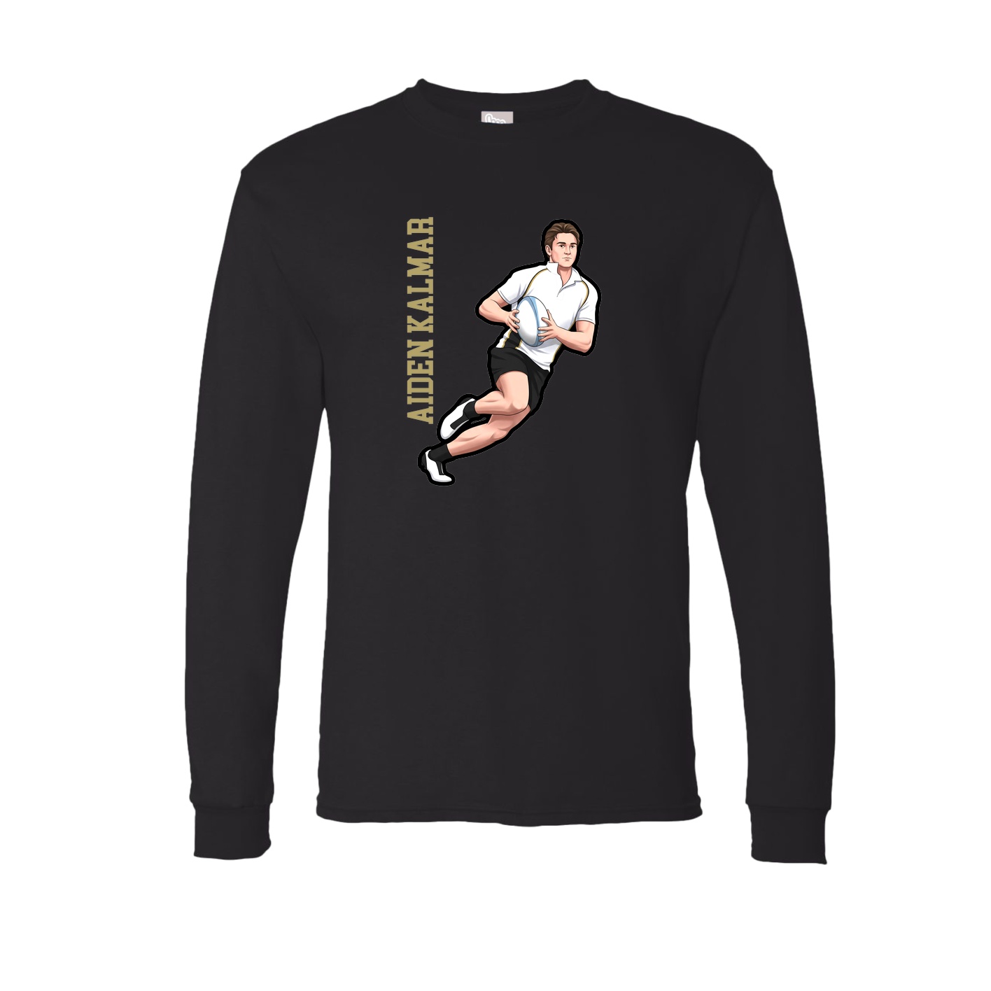 Long Sleeve Tee — Name Vertical in Black