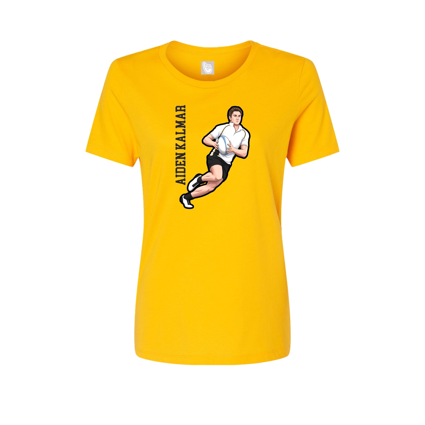 Fitted Women's Tee — Name Vertical in Gold