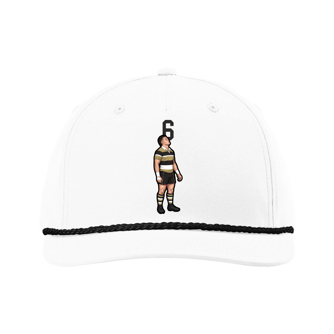 Five-Panel Classic Rope Cap — Number Top in White