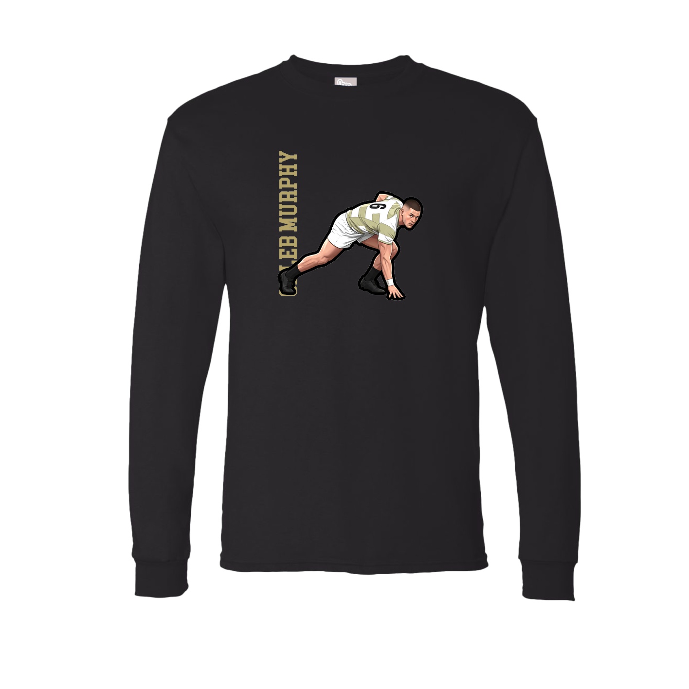 Long Sleeve Tee — Name Vertical in Black