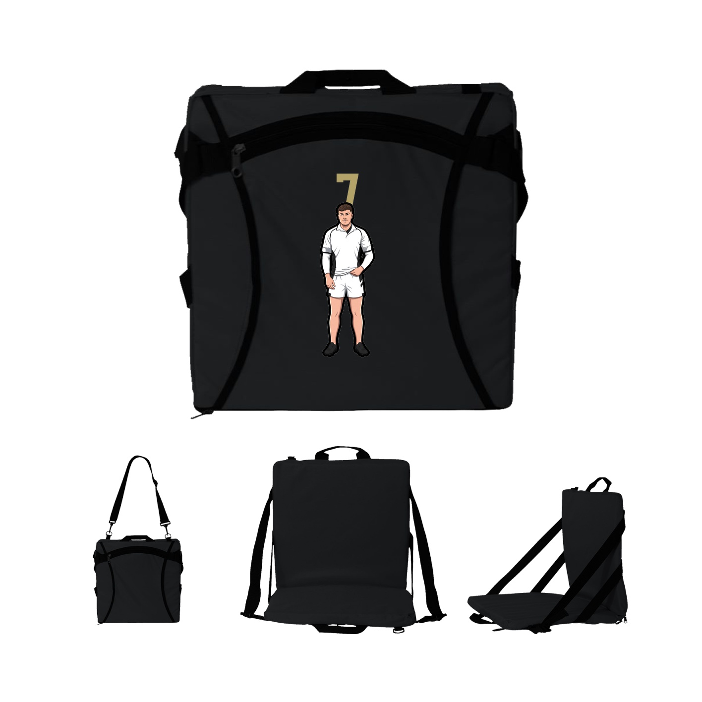 Folding Stadium Seat — Number Top in Black