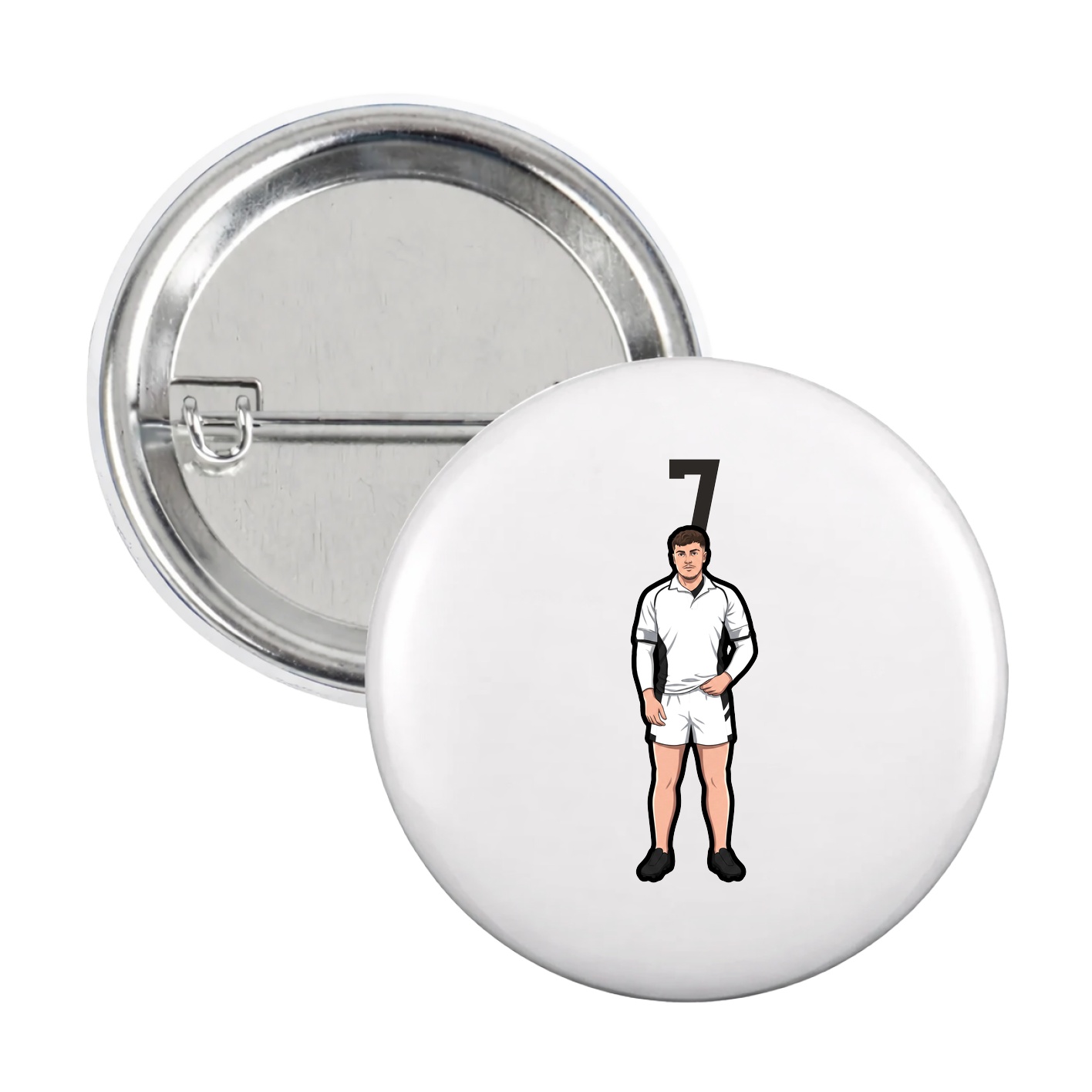 Game Day Button — Number Top in White