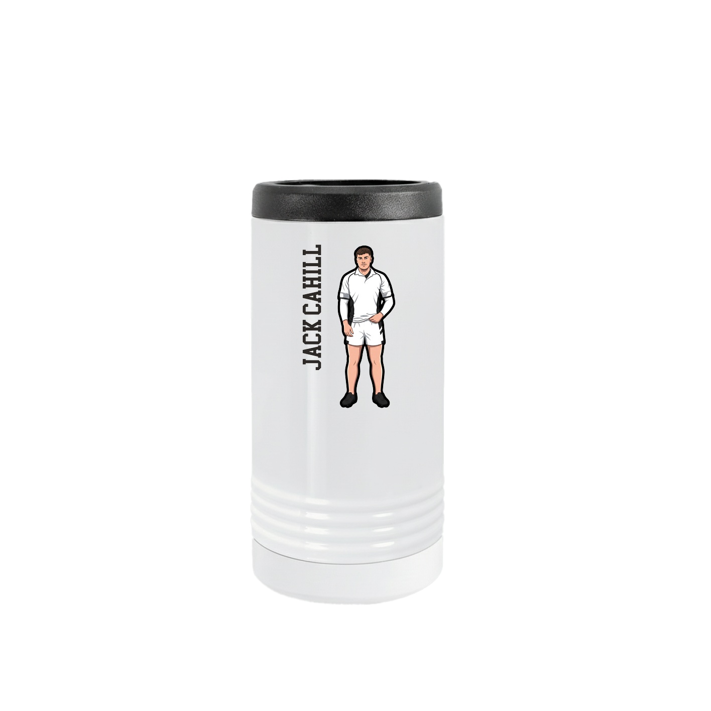Slim Beverage Holder — Name Vertical in White