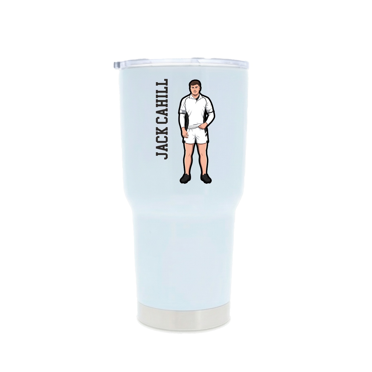 30oz Stainless Steel Tumbler — Name Vertical in White